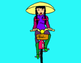 Dibuix Xina amb bicicleta pintat per Marta Sanz 