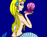 Dibuix Sirena i perla pintat per ESTHER