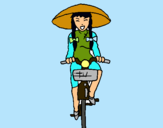Dibuix Xina amb bicicleta pintat per gemma  no serra