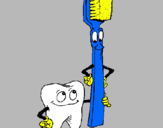 Dibuix Queixal i raspall de dents pintat per Lauralin