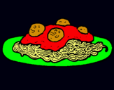 Dibuix Espaguetis amb carn pintat per roger mensa