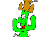 Dibuix Cactus amb barret  pintat per RAUL   MANZANEDA