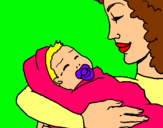 Dibuix Mare amb la seva nadó II pintat per MAGALI