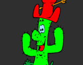 Dibuix Cactus amb barret  pintat per RIC GH