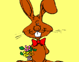 Dibuix Conill amb ram de flors pintat per MARGA