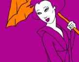 Dibuix Geisha amb paraigua pintat per LAURA