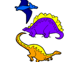 Dibuix Tres classes de dinosauris  pintat per jon daumal