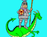 Dibuix Sant Jordi i el drac pintat per NOEMI