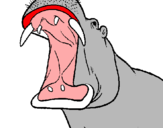 Dibuix Hipopòtam amb la boca oberta pintat per ada