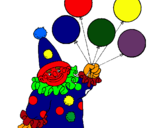 Dibuix Pallasso amb globus pintat per albert oller mañé