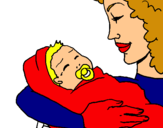 Dibuix Mare amb la seva nadó II pintat per Lluís R.