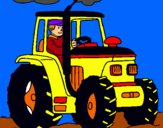 Dibuix Tractor en funcionament  pintat per miren