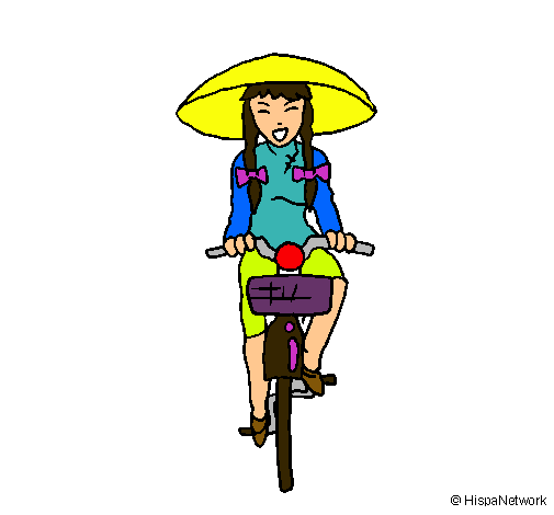 Dibuix Xina amb bicicleta pintat per NúriaCuatrecasas