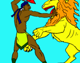 Dibuix Gladiador contra lleó pintat per nahiara