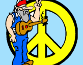 Dibuix Músic hippy  pintat per CLAUDIALUNALUQUE
