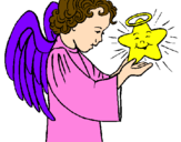 Dibuix Àngel i estrella pintat per guillem  mas  plana