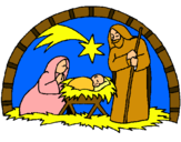 Dibuix Pessebre de nadal  pintat per Maria