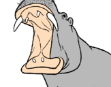 Dibuix Hipopòtam amb la boca oberta pintat per roca