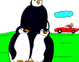 Dibuix Família pingüí  pintat per 3-8-2001