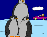Dibuix Família pingüí  pintat per miriam