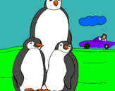 Dibuix Família pingüí  pintat per claudia soca