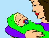 Dibuix Mare amb la seva nadó II pintat per Andrea Mena Garcia