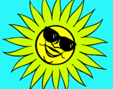 Dibuix Sol amb ulleres de sol pintat per SERGIDELGADO
