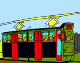 Dibuix Tramvia amb passatgers  pintat per SANTI MONTANYA