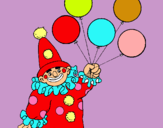 Dibuix Pallasso amb globus pintat per miriam muñoz 