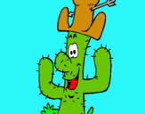 Dibuix Cactus amb barret  pintat per nuria