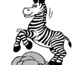 Dibuix Zebra saltant pedres pintat per Gerard