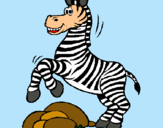 Dibuix Zebra saltant pedres pintat per GERARD