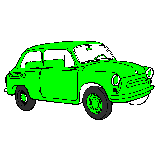 Dibuix Cotxe clàssic  pintat per cotxe verd