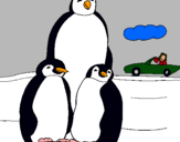 Dibuix Família pingüí  pintat per Antonella