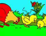 Dibuix Gallina i pollets pintat per Joan
