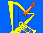 Dibuix Arpa, flauta i trompeta pintat per 222