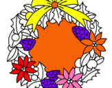 Dibuix Corona de flors nadalenca  pintat per mahé