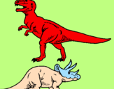 Dibuix Triceratops i tiranosaurios rex  pintat per JORDI SUBIES