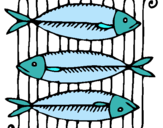 Dibuix Peix a la brasa pintat per sardinas