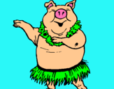Dibuix Porc hawaià pintat per lucia y sara