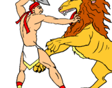 Dibuix Gladiador contra lleó pintat per joan