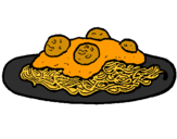 Dibuix Espaguetis amb carn pintat per laura
