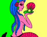 Dibuix Sirena i perla pintat per ISONA.XENIA