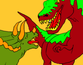 Dibuix Lluita de dinosauris pintat per Vicent J-M.-M.