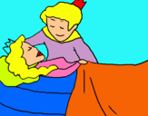 Dibuix La princesa dorment i el príncep pintat per aina