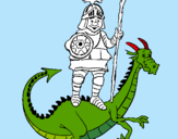 Dibuix Sant Jordi i el drac pintat per BLAI