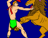 Dibuix Gladiador contra lleó pintat per oriol