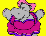 Dibuix Hipopótama amb llaç pintat per MAMA