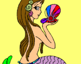Dibuix Sirena i perla pintat per mar