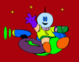 Dibuix Marcià amb moto espacial pintat per xeniacanal